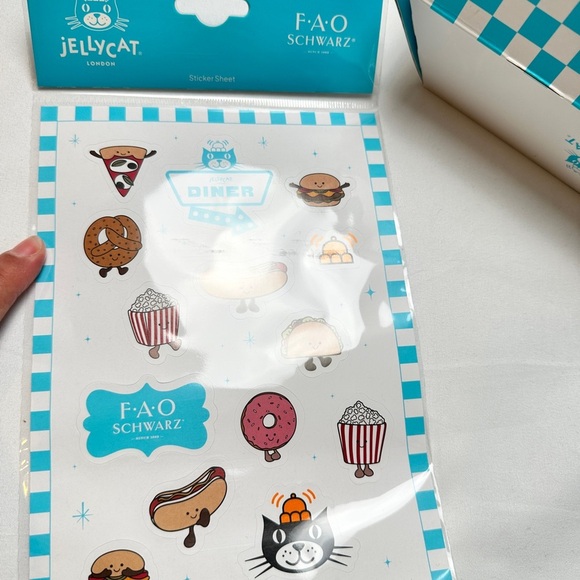 Authentic Jellycat Diner FAO Schwarz Playful Set Hamburger Box and Stickers - Picture 4 of 9